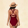 Women's Ruched Front and Crisscross Back Tankini Set - Cupshe - 4 of 4