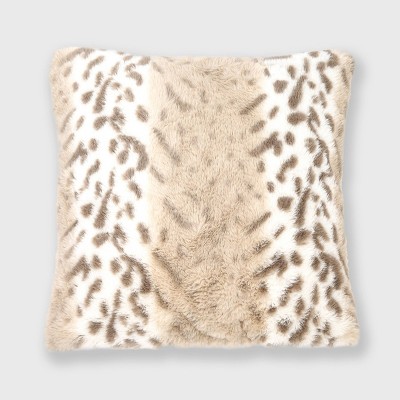 18"x18" Leopard Faux Fur Throw Pillow - EVERGRACE