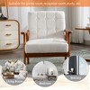 MOONMISS Mid-Century Upholstered White Linen Fabric Accent Arm Chair with Solid Wood Frame - 3 of 4