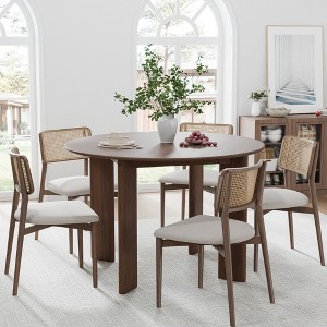 45 Inch Walnut Colored Circular Dining Table, Suitable For Dining With Multiple People At The Same Time, Suitable For Both Dining And Living Rooms - 1 of 4