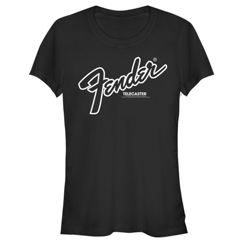 Juniors Womens Fender Telecaster Logo T Shirt Black Small