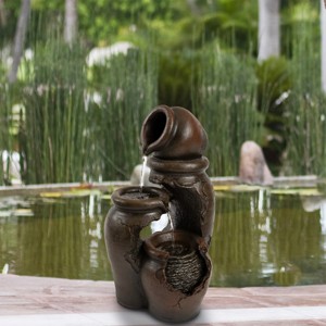 Nature Spring 3-Tier Clay Pot Outdoor Electric Polyresin Water Fountain - 1 of 4