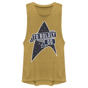 Juniors Womens Star Trek To Boldly Go Starfleet Festival Muscle Tee - 1 of 4