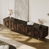 POVISON 70.87" Mid-Century Modern TV Stand, Red Oak Veneer Smoky TV Console, Wood Media Console, Metal Legs, Perfect for 65-inch TVs - 4 of 4