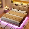 DobleePy Floating Bed Frame with Storage Headboard, LED Lights, USB Charging Station, Solid Wood Slats, Beige, Noise-Free, Easy Assembly - 3 of 4