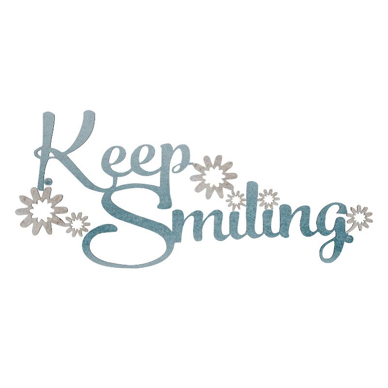 "Keep Smiling" Decorative Wall Metal Cutout Sign Teal Nights - Lavish Home, 3 of 5