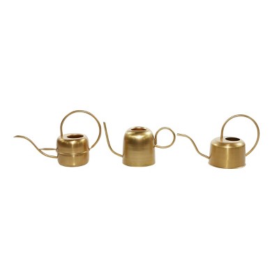 Elegant Gold Metal Indoor/Outdoor Watering Can Planter Trio