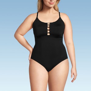 Lands' End Women's Chlorine Resistant Lace Up One Piece Swimsuit - 1 of 4