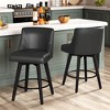 Dyonery 26" Height Counter Height Bar Stools Set of 2, Upholstered Swivel Fabric Kitchen Counter Stools with Back, Solid Wood Legs, Grey - 3 of 4