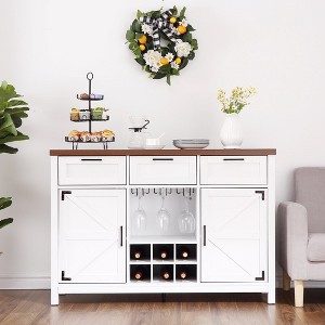Garvee 54" Farmhouse Buffet Cabinet---Sideboard with 3 Drawers, Off White - 1 of 4