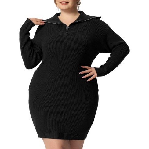 plus size black polo neck