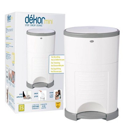 Dekor Mini Hands Free Diaper Pail - White