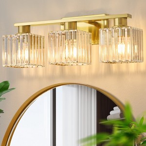 POWLIG 21-in 3-Light Gold Modern Luxury Bathroom Vanity Light with Crystal Shade - 1 of 4