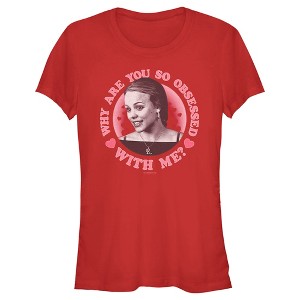 Juniors Womens Mean Girls Valentine's Day Regina George Why are You so Obsessed With Me T-Shirt - 1 of 4