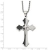 Black Bow Jewelry Stainless Steel & Black Plated Large Fleur de lis Cross Necklace, 24in - 4 of 4