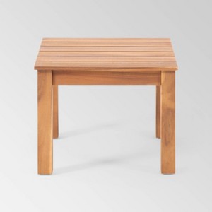 Temecula Acacia Wood Mid-Century Modern End Table - Brown Patina - Christopher Knight Home: Weather-Resistant Patio Accent Table - 1 of 4