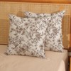 Brown Pillow Covers 18x18 Set of 2 Brown and Cream Floral Chinoiserie Throw Pillows Vintage - 4 of 4