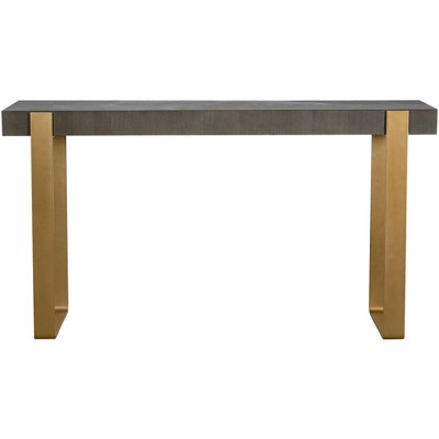 Uttermost Kea 60" Wide Dark Walnut Stain Brushed Brass Console Table