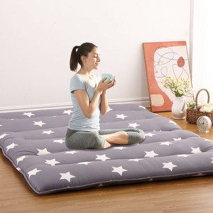 Floral Floor Mattress Japanese Style Floral Print Futon Mattress, Portable Floor Bed Mattress Roll Up Mattress for Camping RV Travel Guest Room - 1 of 4
