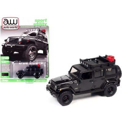 2017 Jeep Wrangler Sahara Unlimited w/Off-Road Wheels Granite Black Sport Utility Ltd Ed 13424 pcs 1/64 Diecast Model  Autoworld