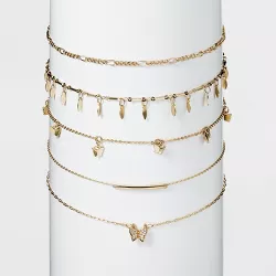 Shiny Gold Butterfly Choker Necklace Set 5pc - Wild Fable™ Gold