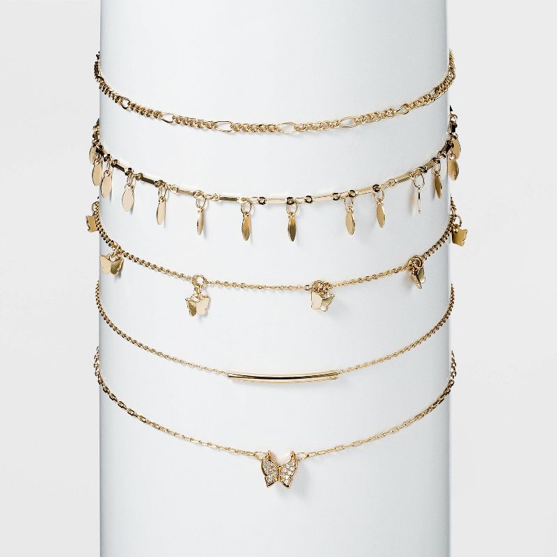 Shiny Gold Butterfly Choker Necklace Set 5pc - Wild Fable&#8482; Gold, 1 of 10