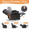 Manual Recliner for Adults,Classic Overstuffed Reclining Chair with Cup Holders,Side Pockets - 4 of 4