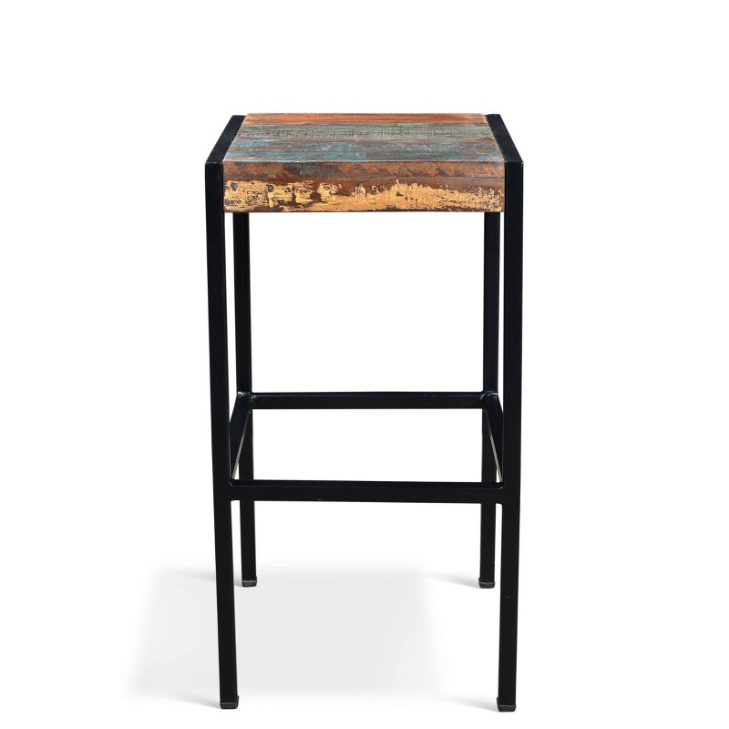 Industrial Reclaimed Wood and Iron Stool - (26H x 14W x 14D) - Natural - Timbergirl, 4 of 15