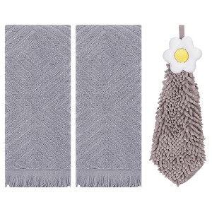 REGALWOVEN 3 Pcs Bathroom Soft and Absorbent Decorative Hand Towel - 1 of 4