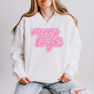 Merry & Bright Outline Puff  - Women's Lightweight Garment Dyed Sweatshirt - 1 of 3