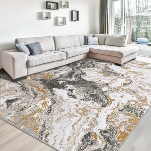 Luxury Washable Rug - Abstract Marble Non-Slip Accent Rug for Living Room & Kitchen - 1 of 4