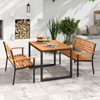 Tangkula Outdoor Bench Acacia Wood Patio Loveseat w/ Backrest Armrests Garden Bench Black - 2 of 4