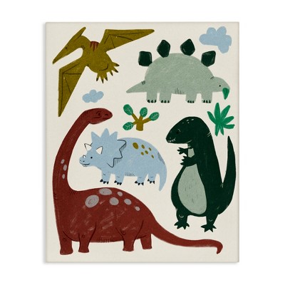 Stupell Industries Colorful Cartoon Dinosaur Friends Kid's Science Illustration