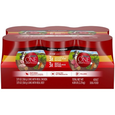 Photo 1 of exp date 05/2025--Purina ONE SmartBlend Classic Ground Chicken  Beef Entre Wet Dog Food - 13oz/6ct Variety Pack