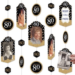 Big Dot of Happiness Adult 80th Birthday - Gold - Birthday Party Vertical Photo Garland 35 Pieces - 1 of 4
