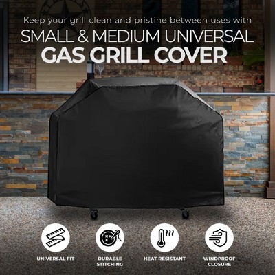 Black All-Weather Polyester Small/Medium Gas Grill Cover
