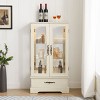 Curio Cabinet With Light, Glass Cabinet With Adjustable Glass Shelves, 2 Doors And 1 Drawer Glass Cabinet Display-Cuddlewood - 2 of 4