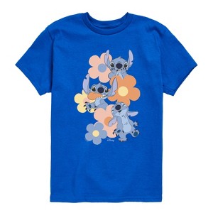 Boys' - Disney - Stitch Pop Flowers Short Sleeve Graphic T-Shirt - 1 of 4