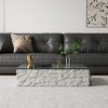 Luck Live Modern Relief Coffee Table, Extendable Glass Coffee Table 39.37-74.8 Inches - 3 of 4