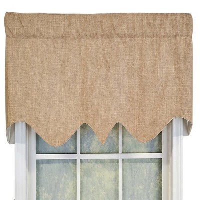 Wheat Cotton Blend Scalloped Window Valance with Rod Pocket