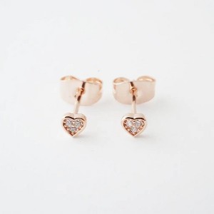 Mini Heart Crystal Stud Earrings in Gold, Rose Gold, Silver - Honeycat - 1 of 4