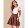 INSPIRE CHIC Women's Plaid Pleated Mini Tartan Overall Skater Suspender Skirt - 2 of 4
