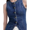 Womens Button Down Denim Vest Tops Crew Neck Sleeveless Fitted Jean Tank Tops Summer Trendy Casual Waistcoat - 2 of 4