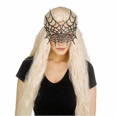 Fun World Unisex Gothic Black Sparkle Spider Web Eye Mask Halloween Costume Mask - Black One Size