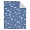 Carter's Blue Elephant - Chambray, and White Clouds, Moon and Stars Super Soft Cuddly Plush Baby Blanket - image 2 of 4