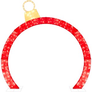 Best Choice Products Outdoor Christmas Lighted Archway Decoration, Large 9.5ft w/Gold Ornament Cap, 330 LED Lights, Holiday Yard Décor - 1 of 4