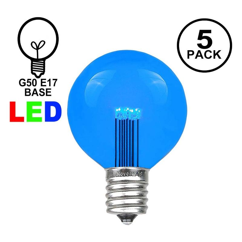 Novelty Lights G50 Globe Hanging LED String Light Replacement Bulbs E17 Intermediate Base 1 Watt, 4 of 5