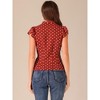 INSPIRE CHIC Women's Polka Dots Tie V Neck Flutter Cap Sleeve Blouse - 4 of 4