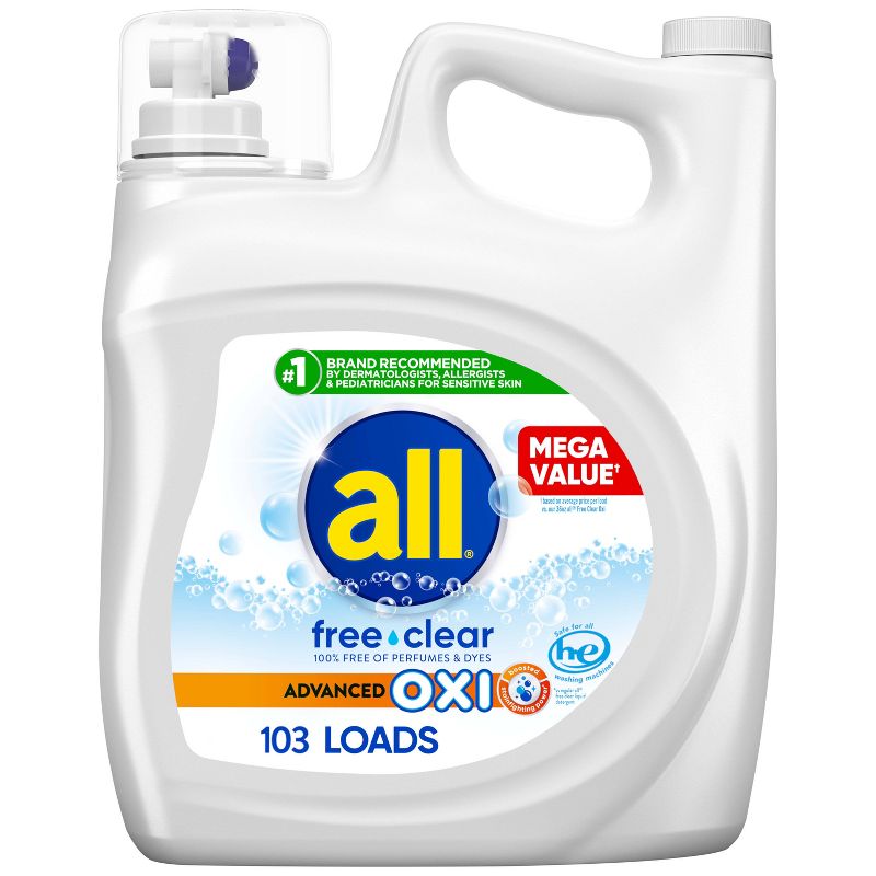 All Ultra Free Clear + Oxi Liquid Laundry Detergent - 184.5 fl oz, 1 of 8
