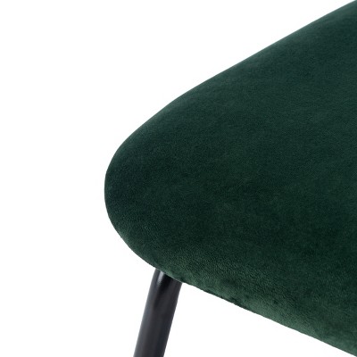 Malachite Green Velvet Parsons Side Chair Set with Matte Black Frame
